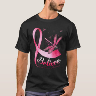 Camiseta Acredite em Dragonfly Rosa Ribbon Breast Cancer Aw