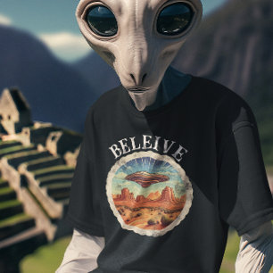 Camiseta Acredite em Grunge de Ovni de Nave Espacial