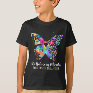 Camiseta Acredite em Milagres Lute Contra o Câncer Colorido
