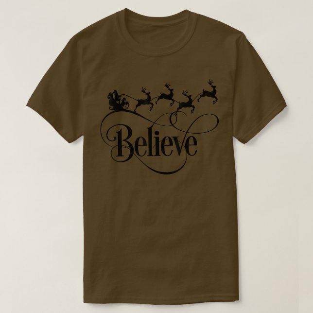 Camiseta Acredite em Reindeer de Natal Neve (Frente do Design)