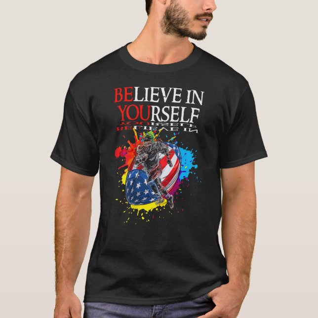 Camiseta Acredite em si mesmo Design de apoio de futebol (Frente)