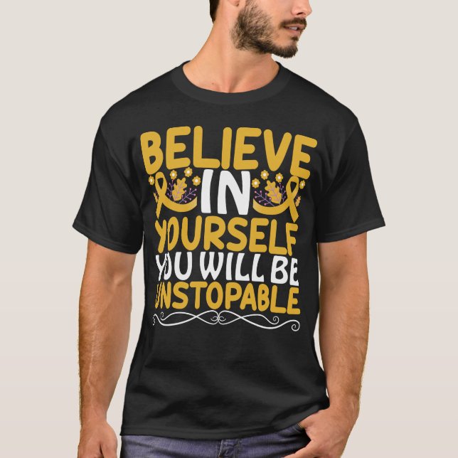 Camiseta Acredite em si mesmo Motivacional Citação Dourada (Frente)