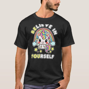 Camiseta Acredite Em Si Mesmo, Unicórnio Mensagem Positiva