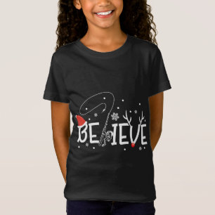 Camiseta Acredite em Xmas Rode Reindeer Engraçado Pescar Na