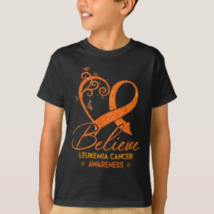 Camiseta Acredite Faixa Laranja Coração Leucemia Câncer de