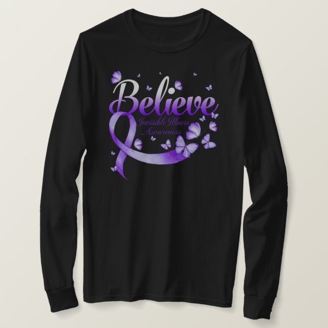 Camiseta Acredite na borboleta da doença INVISível (Frente do Design)