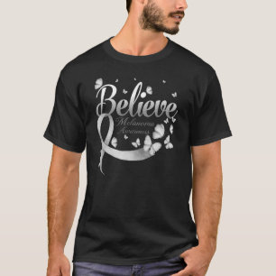 Camiseta Acredite na borboleta de consciência Melanoma