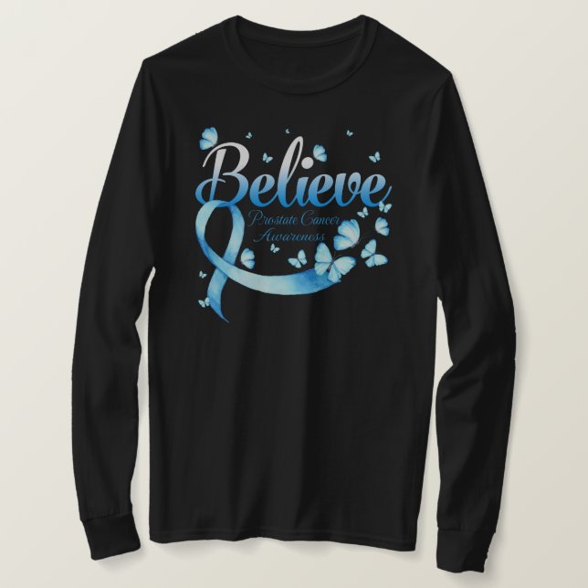 Camiseta Acredite na borboleta do CANCER PROSTATE (Frente do Design)