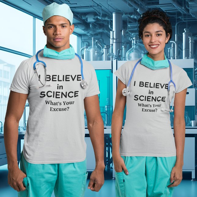 Camiseta Acredite na ciência Qual é a sua vacina com licenç (Believe in Science What's Your Excuse Vaccine BLK T-Shirt)
