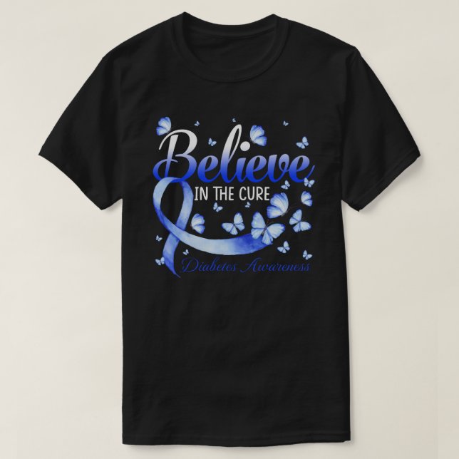 Camiseta Acredite Na Consciência Da Diabetes Cura (Frente do Design)