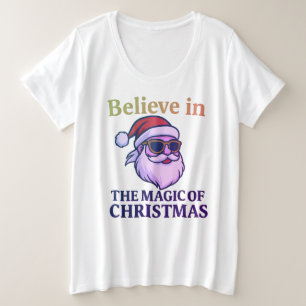 Camiseta Acredite na Magia do Natal Mulheres Plus-Si-