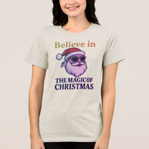 Camiseta Acredite na Magia do Natal Tri-Blen Feminino