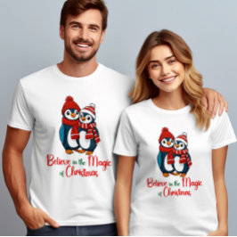 Camiseta Acredite na magia do Pinguim de Natal