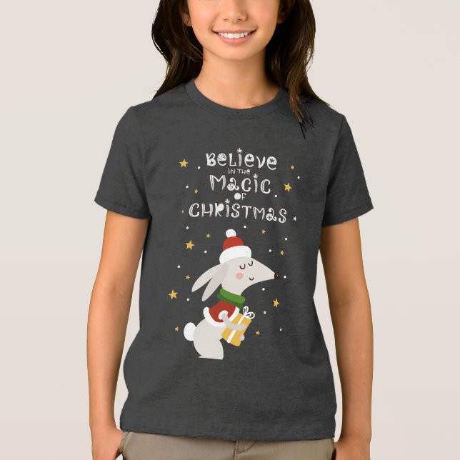 Camiseta Acredite Na Mágica Do Cachorro De Natal (Frente)