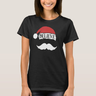 Camiseta Acredite no Boné de Santa Hat, bigode, crianças en