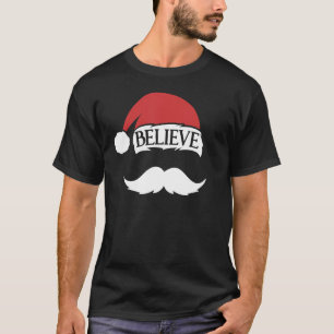 Camiseta Acredite no Boné de Santa Hat, bigode, crianças en