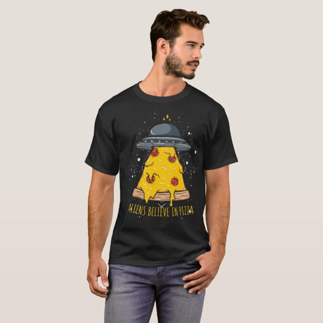Camiseta Acredite no Pizza Alien (Frente Completa)