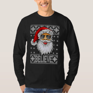 Camiseta Acredite nos Óculos de Sol do Papai Noel UGLY Nata