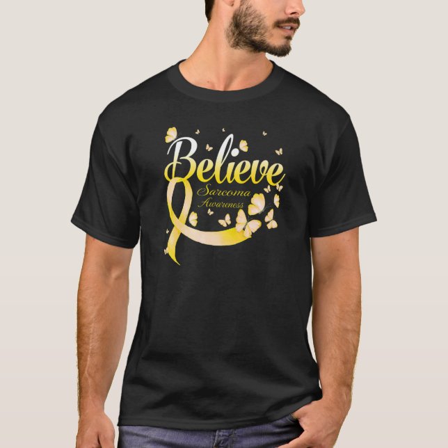 Camiseta Acreditem na borboleta da consciência Sarcoma (Frente)