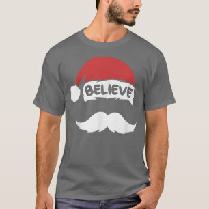 Camiseta Acreditem na citação de Santa Hat com bigode Natal
