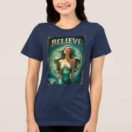 Camiseta Acreditem na Mágica Sereia Inspiracional das Mulhe