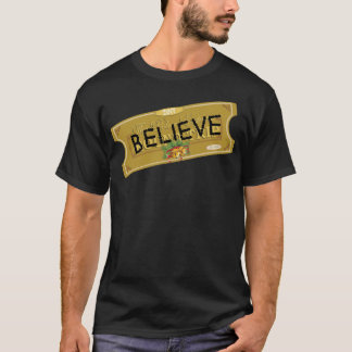 Camiseta Acreditem no adesivo de tíquete dos Papais noeis P