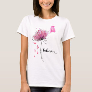 Camiseta Acreditem no Cancer da Mama da Frota da Borboleta 