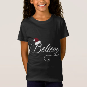 Camiseta Acreditem no Natal Cursivo Vestindo Papai Noel