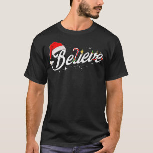 Camiseta Acreditem no Santa Hat Elf Rudolph Candy Feliz Chr