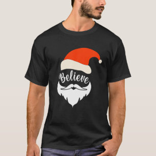 Camiseta Acreditem Papais noeis bigode Natal Santa Hat Bear