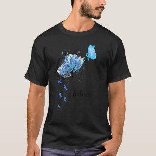 Camiseta Acreditem que a borboleta Flor Azul Diabetes em Gu