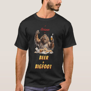 Camiseta Acredito em Bigfoot e Beer