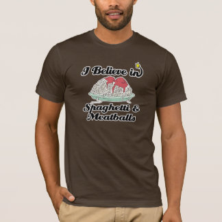 Camiseta acredito em espaguete e almôndegas
