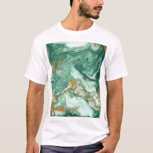 Camiseta acrílico ouro-verde: textura de mármore.