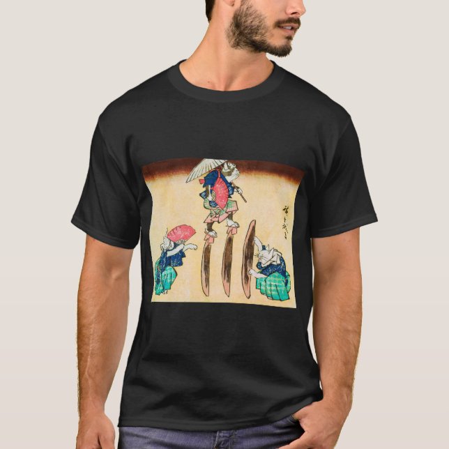 Camiseta Acrobat Cat, Hiroshige, Ukiyo-e (Frente)