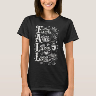 Camiseta Acrostico de Outono Folhas Caindo Brisa de Outono