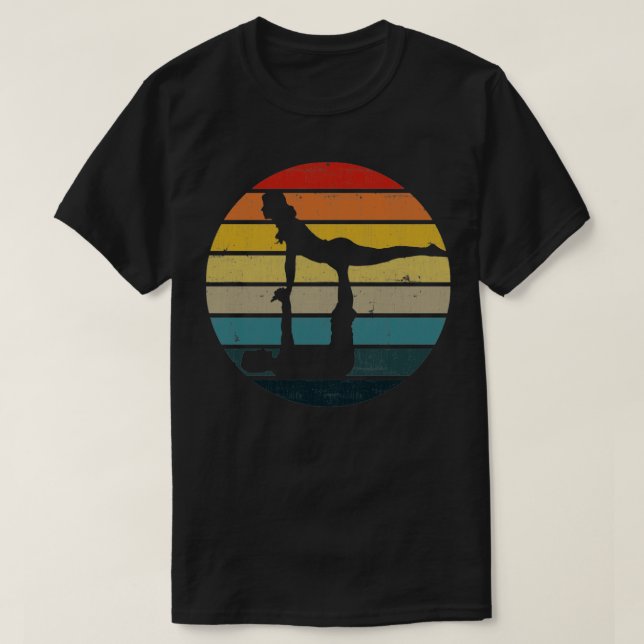 Camiseta Acroyoga Silhouette Em Um Lugar Ultramarizado. d (Frente do Design)