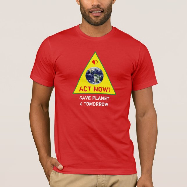 Camiseta ACT AGORA E SALVAR O Planeta Rebelião Climática (Frente)