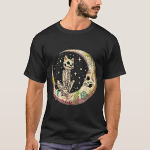 Camiseta Açúcar Crescente Crânio Lua Morto Dia das Bruxas C