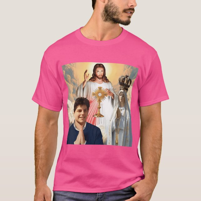 Camiseta Acutis Jesus E Nossa Senhora De Ftima (Frente)