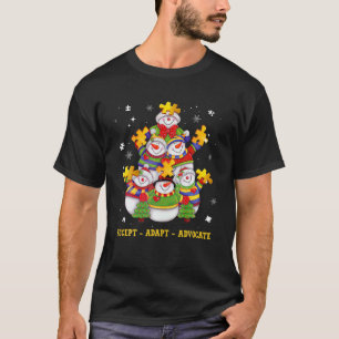 Camiseta Adcept Advocate de Natal Snowman Autism Sup