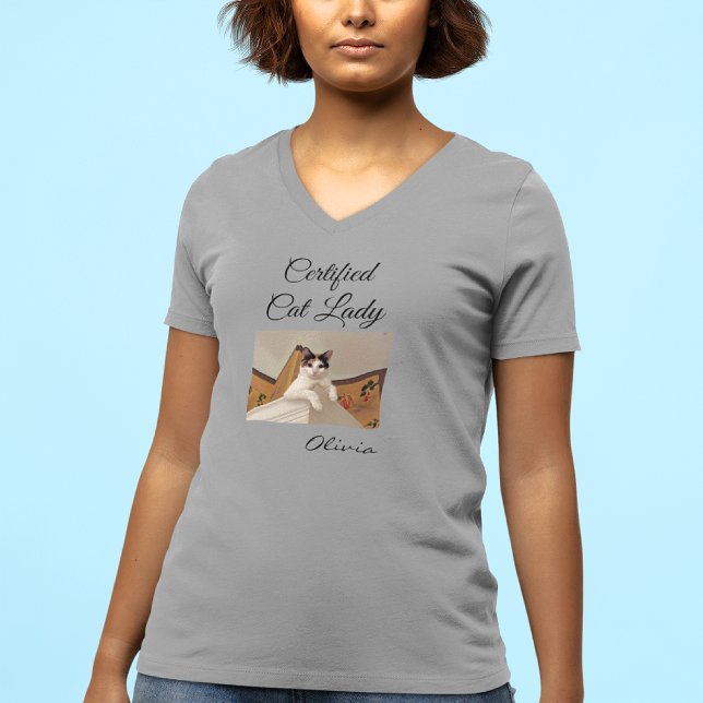 Camiseta Add Photo Gym Activewear Cat Lady Lightweight (Criador carregado)