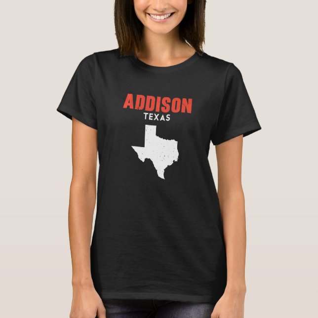Camiseta Addison Texas EUA State America Viagem Texas (Frente)