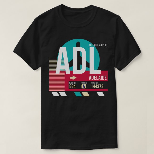 Camiseta Adelaide ADL Austrália Código de Bagagem do Aeropo (Frente do Design)