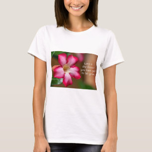 Camiseta Adenium Obesum, flor rosa, também conhecida por Ro