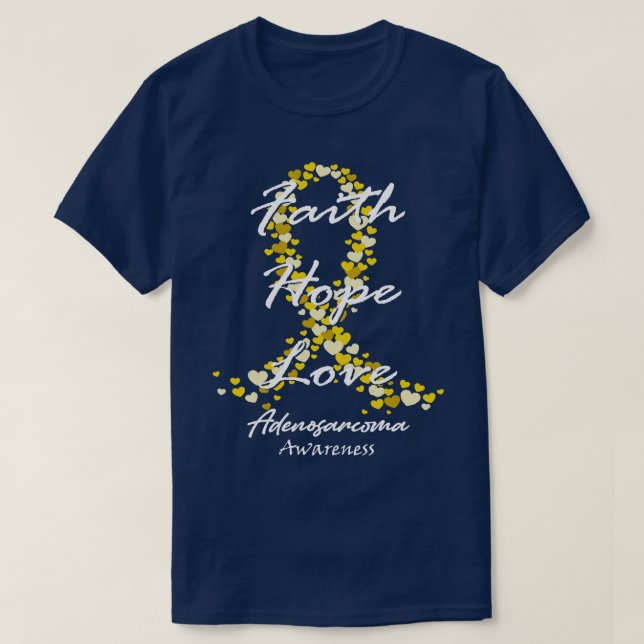 Camiseta Adenosarcoma Sensibilização Fé Esperança Ama Esper (Frente do Design)