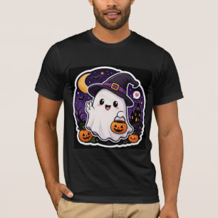 Camiseta Adesiva de Abóbora Fantasma de Halloween