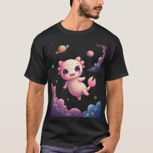 Camiseta Adesiva Espacial Kawaii de Axolote Galáct