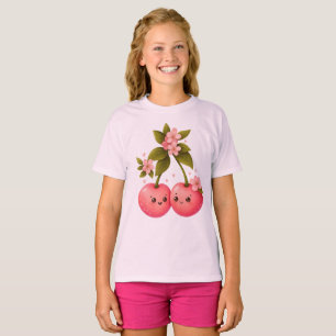 Camiseta Adesivo de Amor de Cereja Fofa