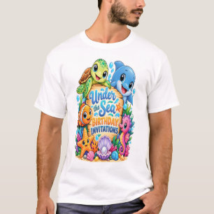 Camiseta Adesivo de Aniversário Fofinho Debaixo do Mar